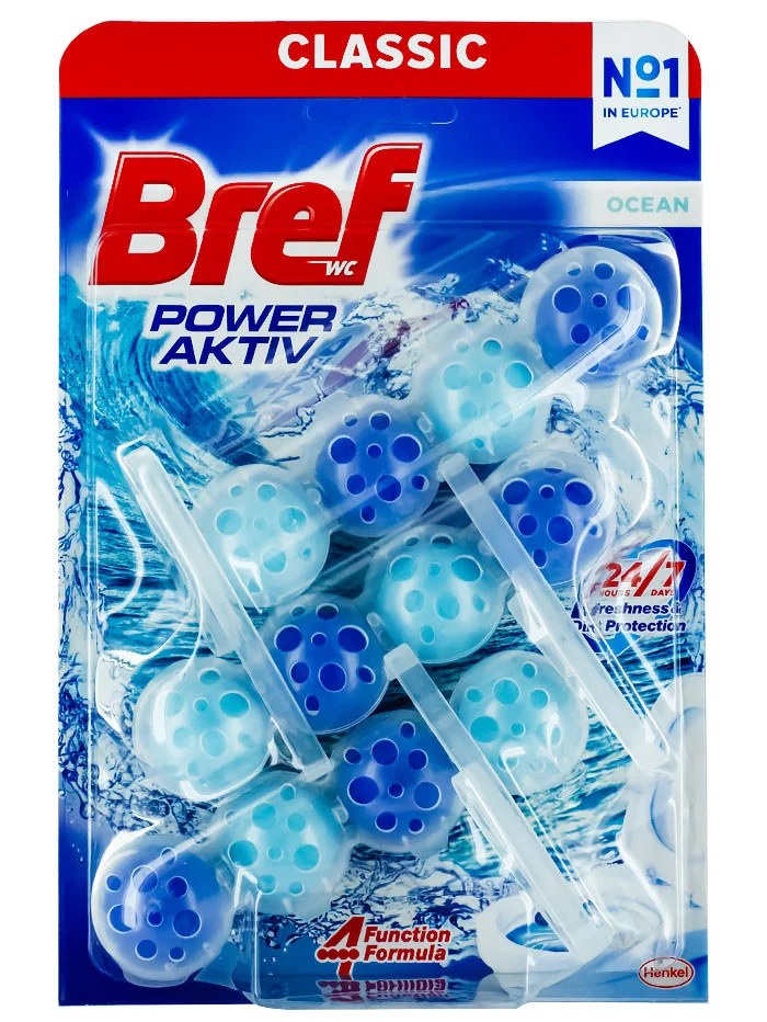 Bref Odorizant WC cu bile 3x50g Power Aktiv Ocean