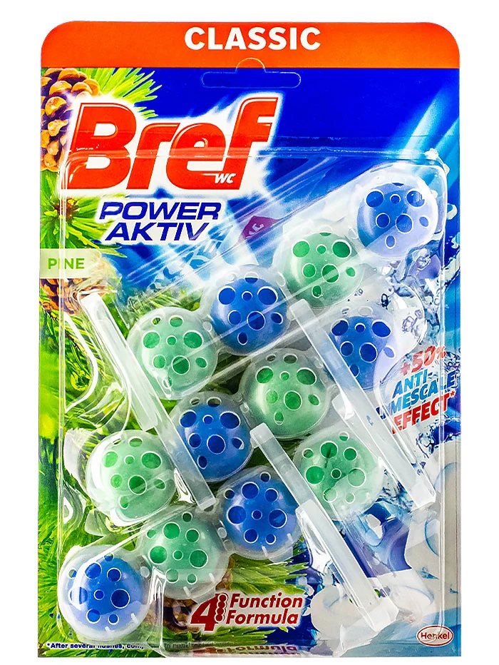 Bref Odorizant WC cu bile 3x50g Power Aktiv Pine