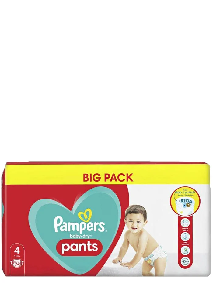 Pampers scutece chilotel nr.4 9-15 kg 62 buc