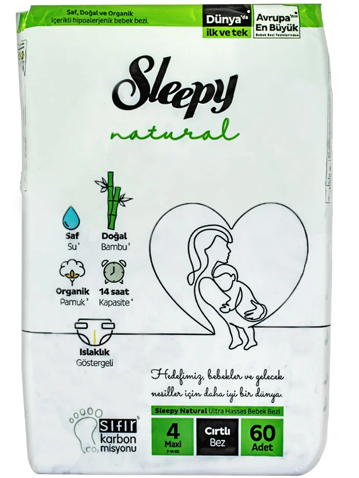 Sleepy Natural scutece nr.4 7-14 kg Maxi 60 buc