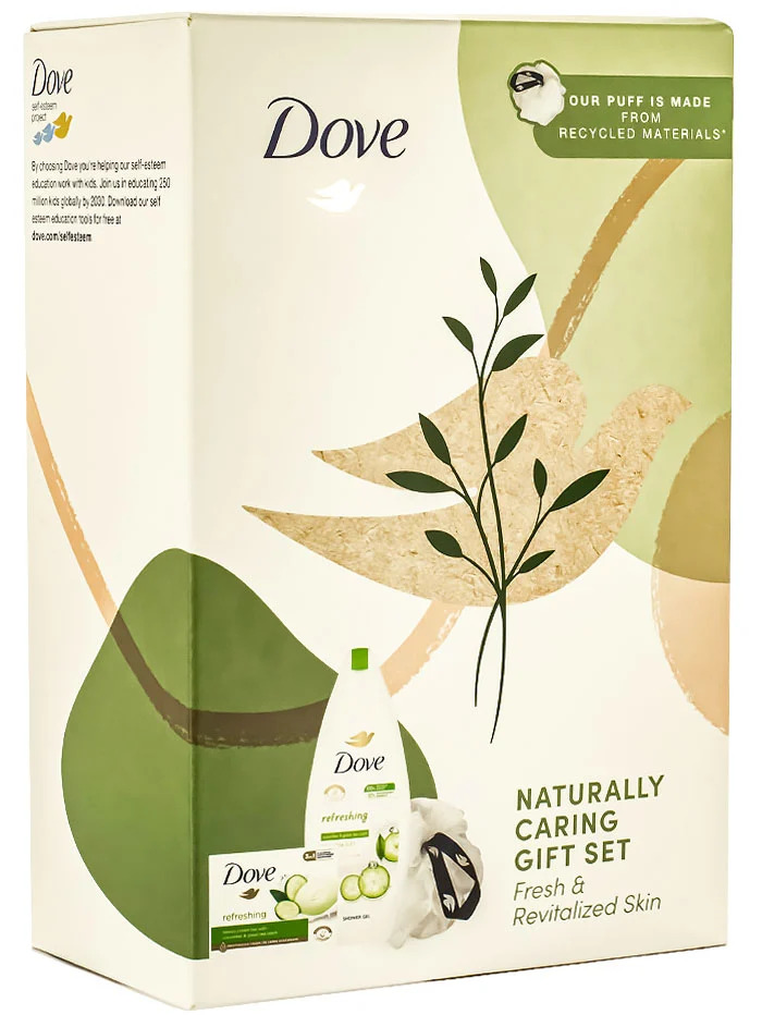 Dove caseta femei:Gel de dus+Sapun+Burete de baie 250ml+90 gr Refreshing image2