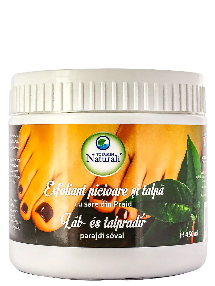 Tofamin Naturali Exfoliant picioare si talpa cu sare din Praid 450 ml