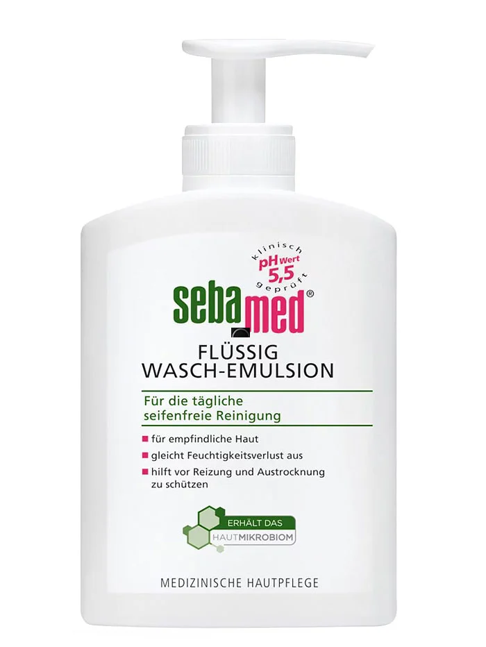 Sebamed Gel de curatare pentru fata si corp cu pompa 200 ml Flussig Wasch-Emulsion
