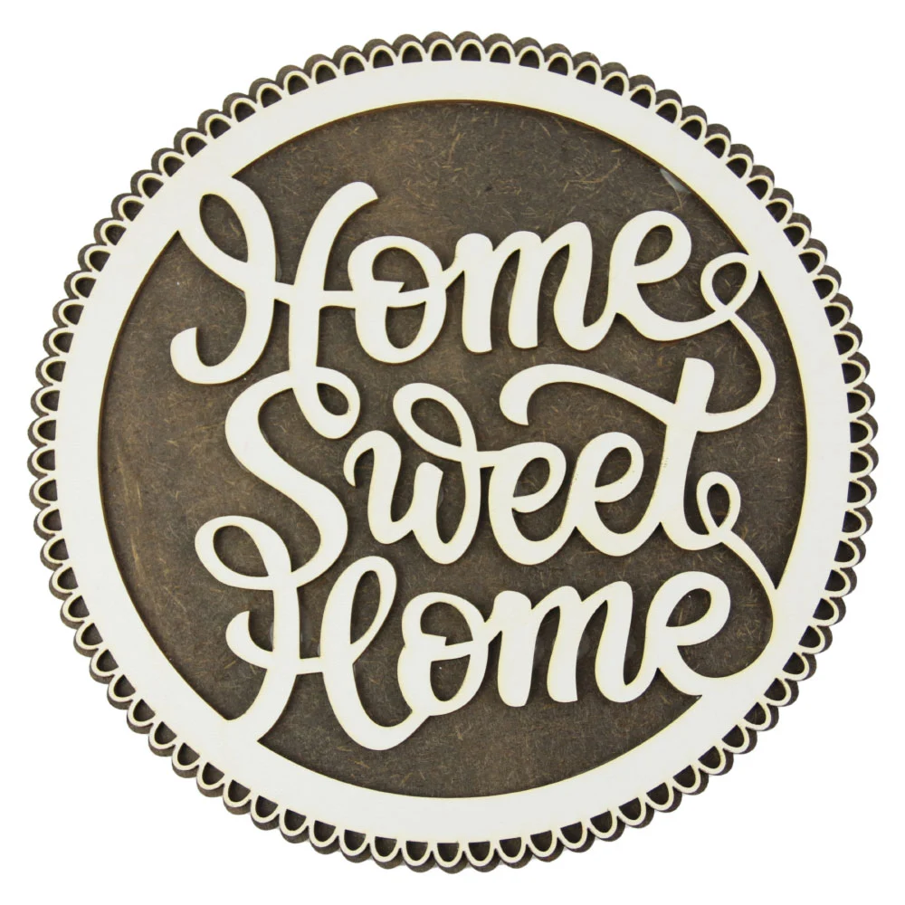 Suport oale traforaj din lemn Home Sweet Home 20 cm