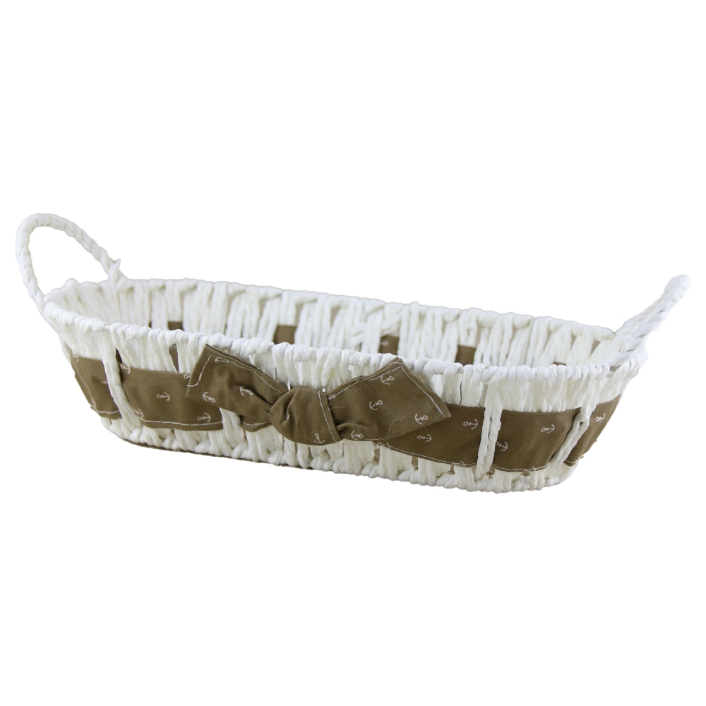 Cos paine din paie de hartie cu fundita maro 30x15x7 cm