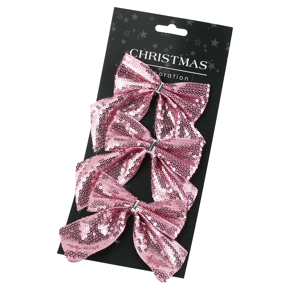 Set 3 fundita cu paiete Pink 10 cm