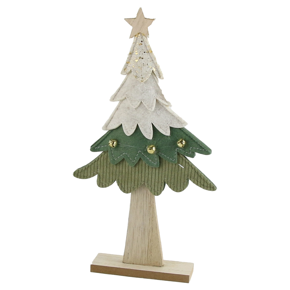 Ornament decorativ Brad din lemn si pasla 28 cm Diverse culori