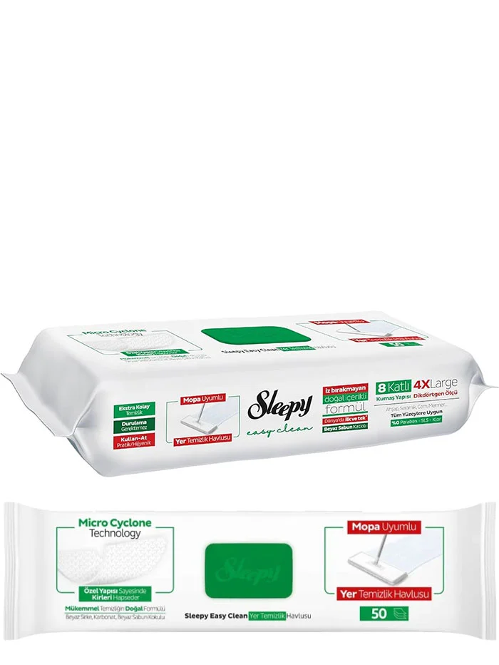 Sleepy Easy Clean Lavete umede pardoseli 50 buc White Soap