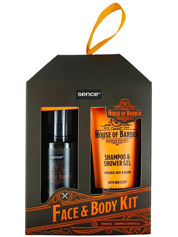 Sence Collection Caseta barbati:Ulei de barba+Sampon&Gel de dus 100+100ml House Of Barber