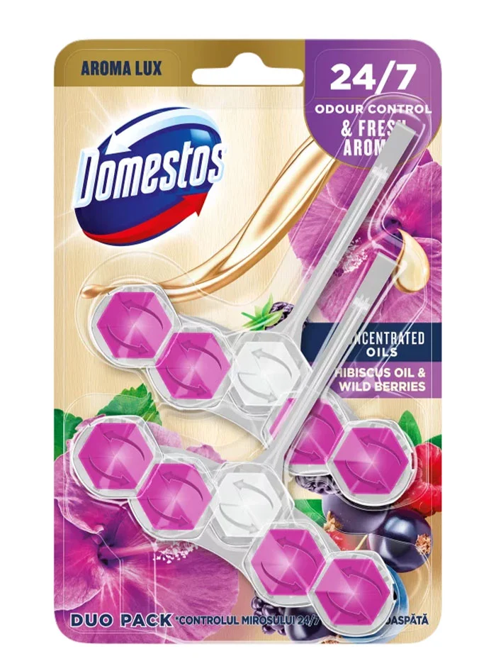 Domestos Odorizant wc cu bile 2x55 g Hibiscus Oil&Wild Berries