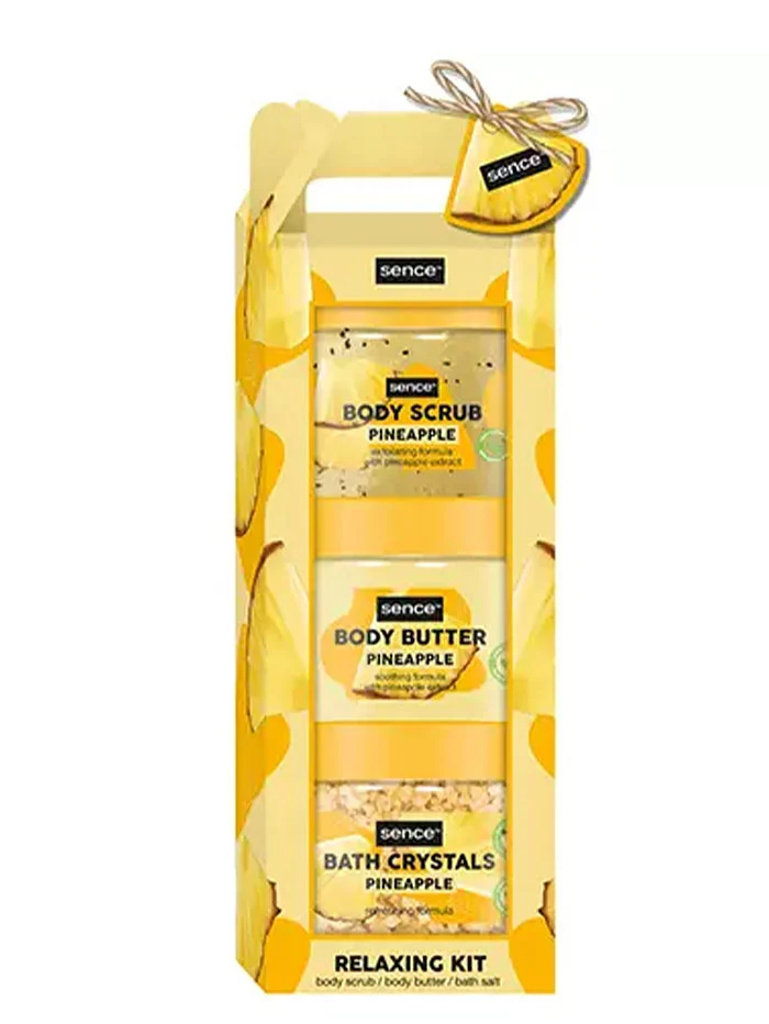 Sence Collection Caseta femei:Sare de baie+ Unt de corp+ Scrub 150g+2x150 ml Pineapple