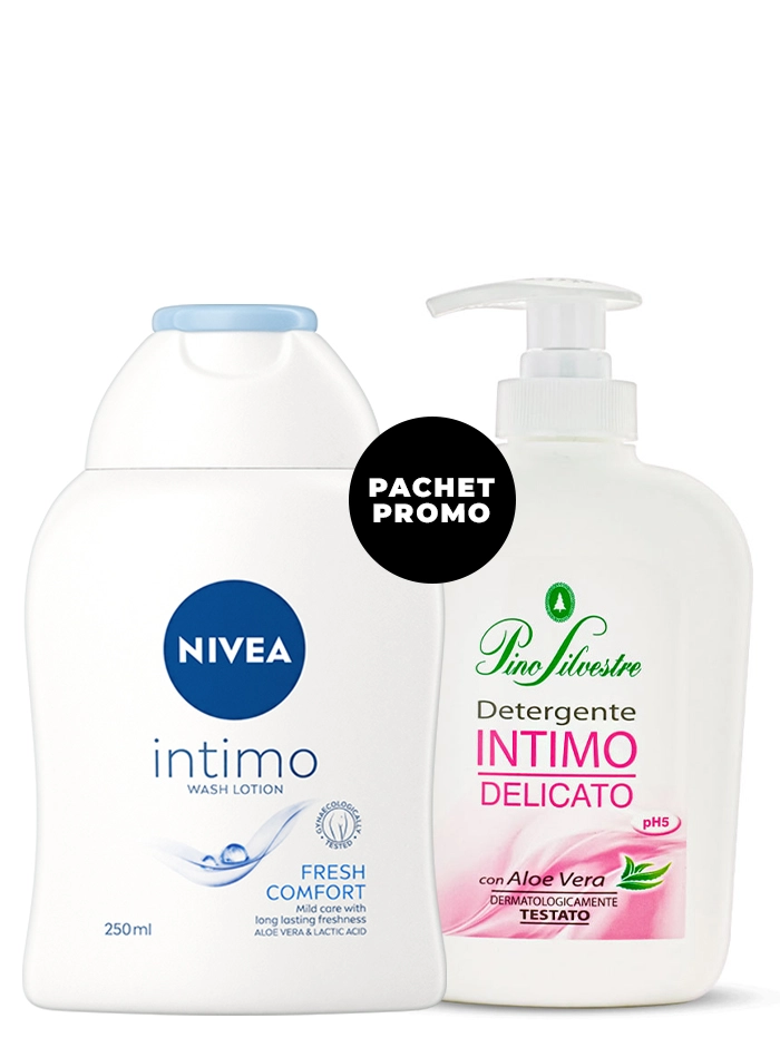 PROMO Nivea Gel intim 250 ml Fresh Comfort+Pino Silvestre Sapun lichid intim cu pompa 250 ml Aloe