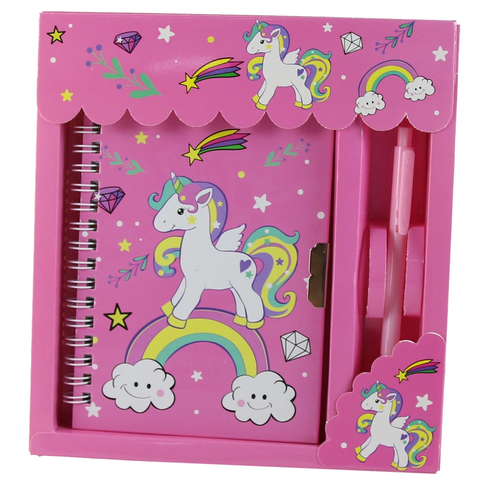 Agenda cu pix si lacat, in cutie decorativa Unicorn 18x19 cm (diferite modele)