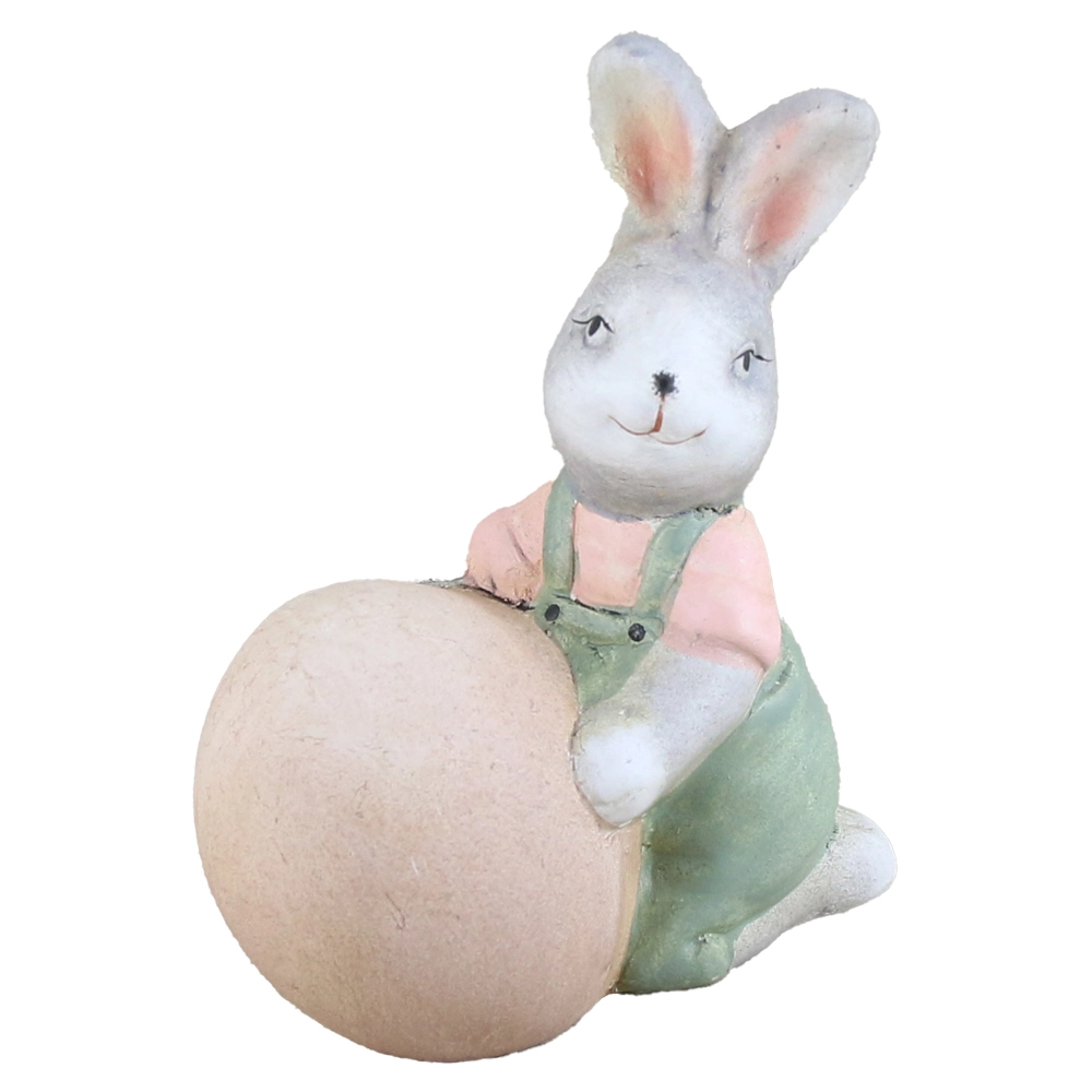 Figurina Iepuras din ceramica, cu ou 13 cm