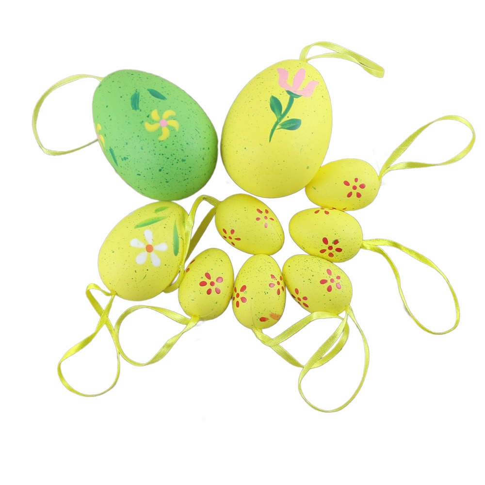 Set 9 oua din plastic 8/6/4 cm decor Floral