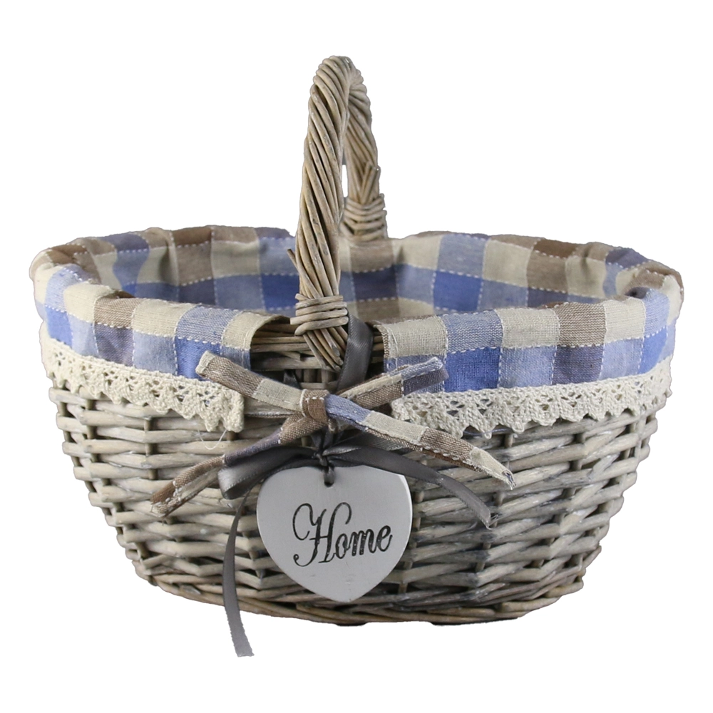 Cos din rachita cu maner si husa 28x22 cm Home Carouri