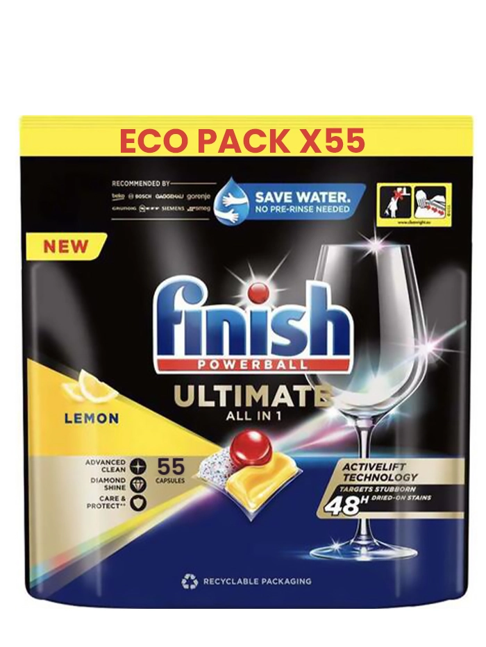 Finish Tablete pentru masina de spalat vase 55 buc Ultimate All In1 Citron
