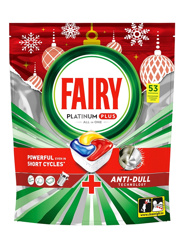 Fairy Capsule masina de spalat vase 53 buc Platinum All in 1 Plus Lemon