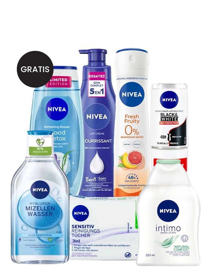 PROMO Pachet Nivea 6 produse + 1 Gel de dus 250 ml Mood Detox GRATIS