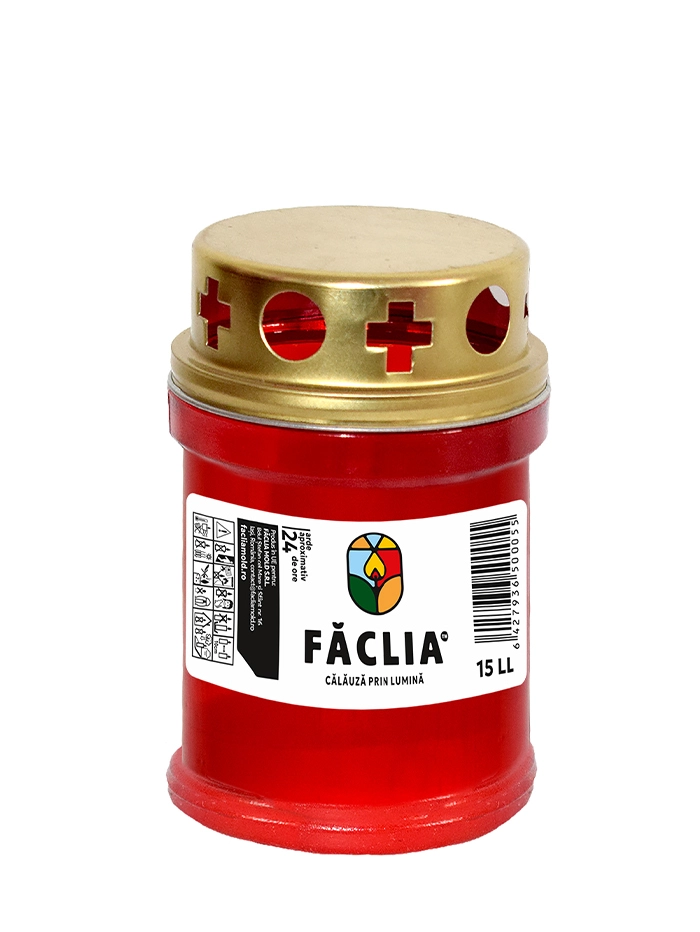 Faclia Candela plastic cu capac 15 LL, 24 h timp de ardere