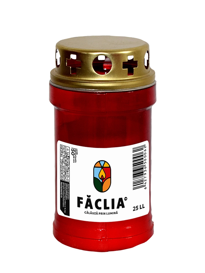 Faclia Candela plastic cu capac 25 LL, 50 h timp de ardere