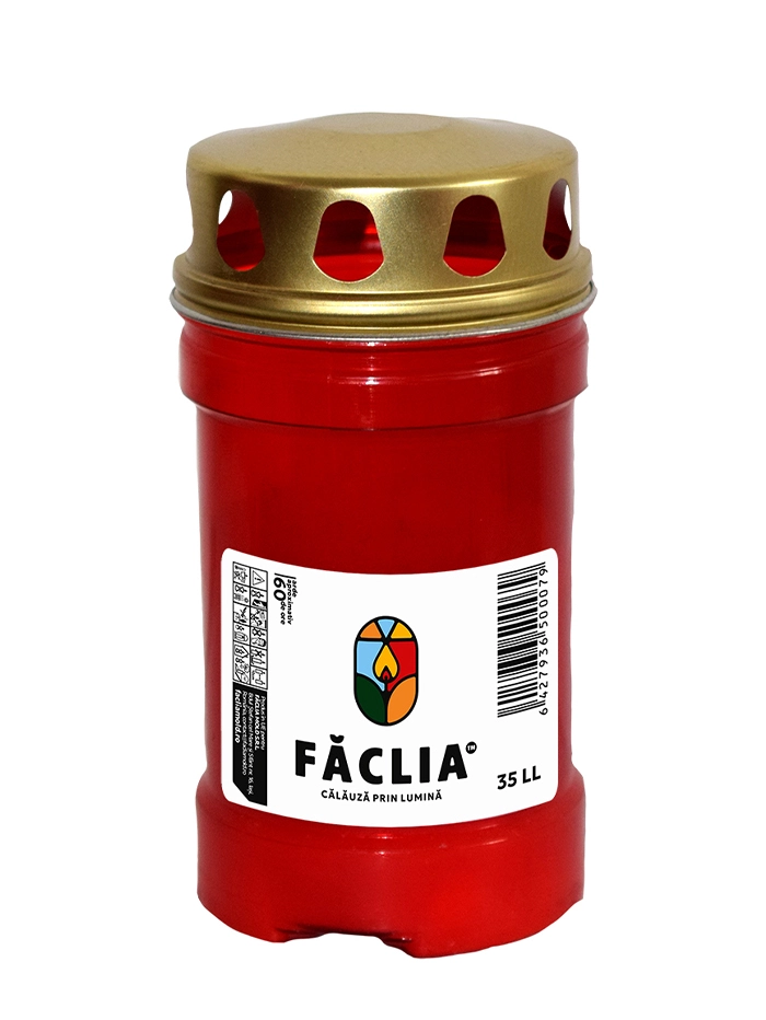Faclia Candela plastic cu capac 35 LL, 60 h timp de ardere