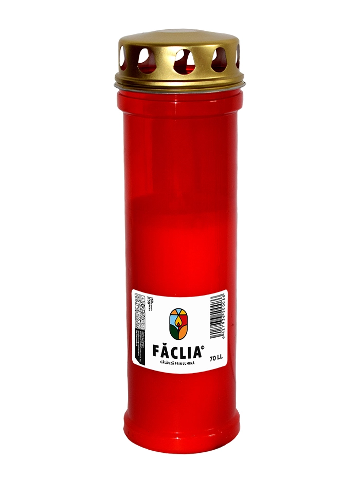 Faclia Candela plastic cu capac 70 LL, 130 h timp de ardere