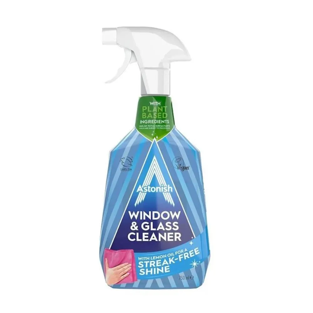 Astonish Solutie curatat geamuri cu pompa 750 ml Lemon Oil For A Streak-Free Shine