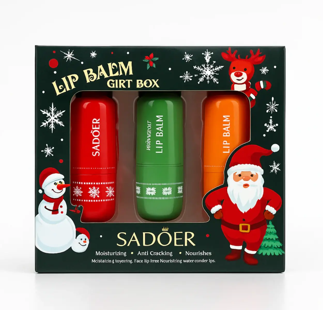 Sadoer Set de Craciun 3 balsam de buze (cirese,avocado,miere) 3x3.8 g