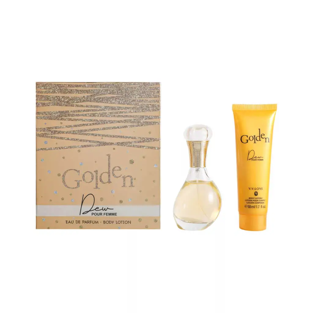 V.V.LOVE Set pentru femei:Parfum+Lotiune de corp 30+50 ml Golden Rew