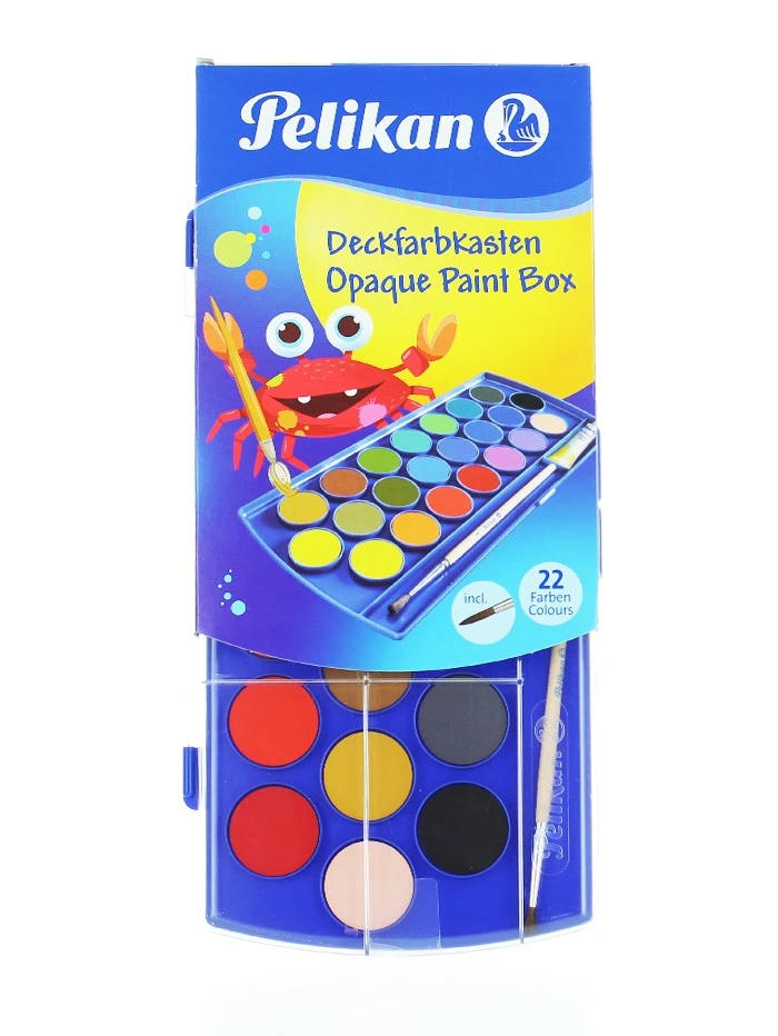 Pelikan acuarele 22 culori+ alb de zinc + pensula