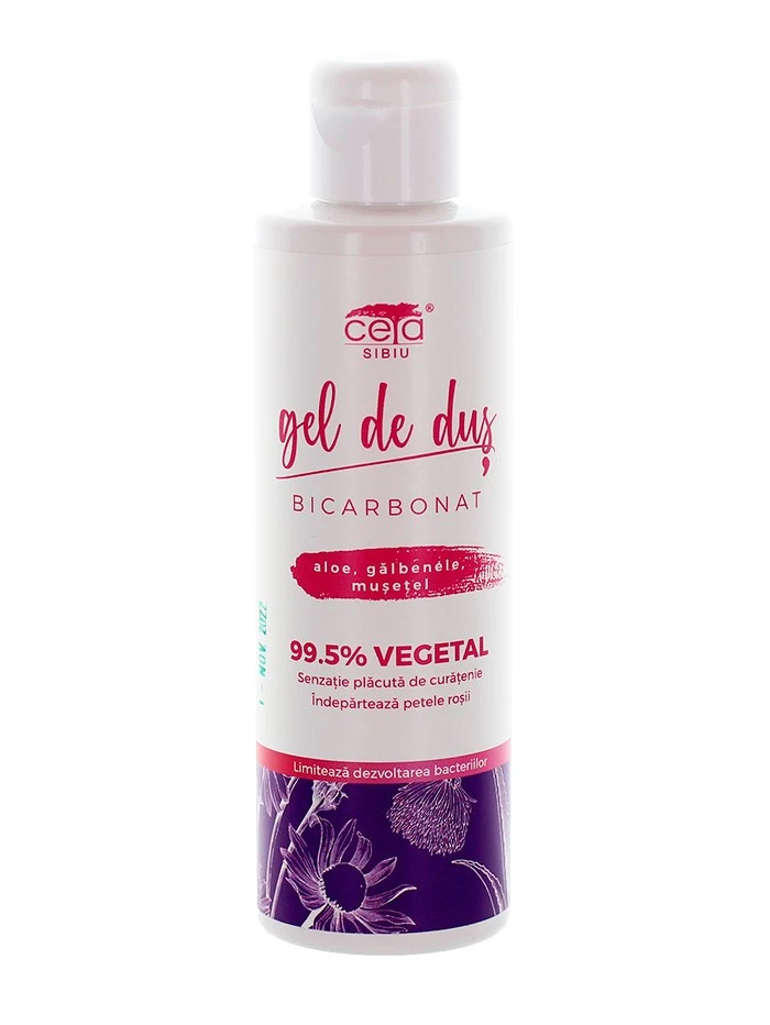 Ceta Gel De Dus Bicarbonat 99.5% Vegetal 200 ml Aloe,galbenele, musetel Ceta imagine noua inspiredbeauty