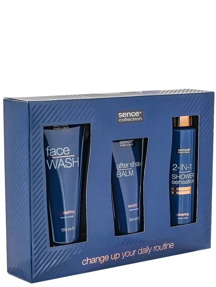 Sence collection caseta barbati:sampon&gel de dus+after shave balsam+gel curatat fata 200+100+150ml 