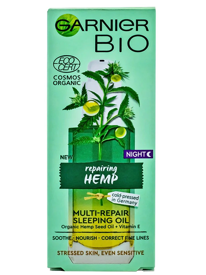 Garnier bio ulei regenerator de noapte cu canepa 30 ml multi repair stressed skin