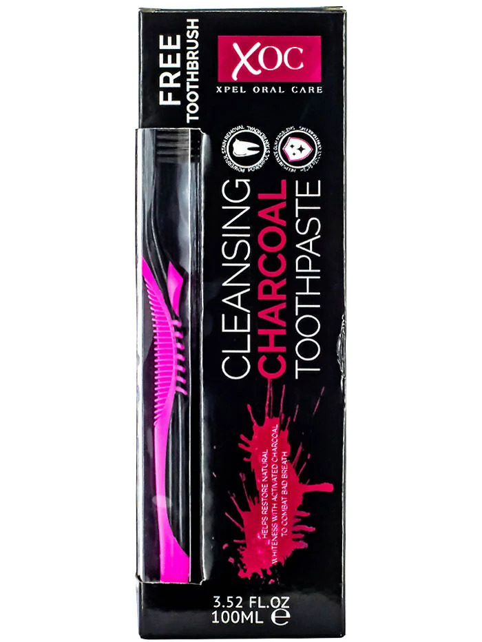 Xoc pasta de dinti 100 ml +periuta de dinti cleansing charcoal 