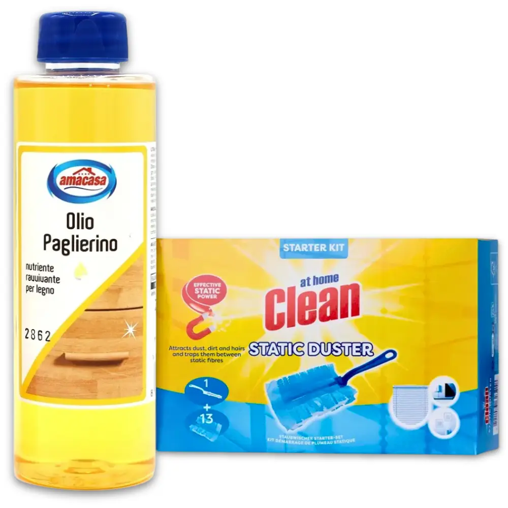 Promo At Home Kit Stergator de praf+Amacasa Ulei pentru intretinerea si revigorarea lemnului 200 ml