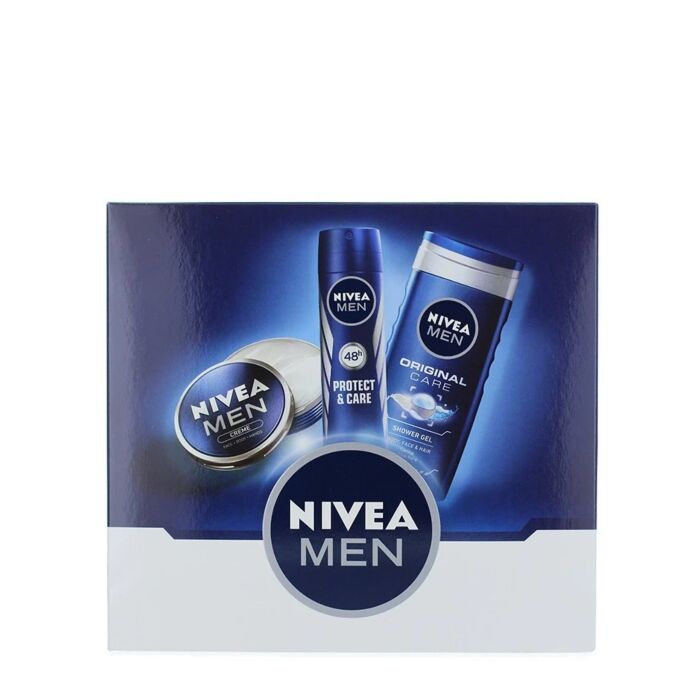 Nivea Caseta Barbati Gel Dus Spray Deodorant Crema Fata 250 150 75 Ml Protect Care Importdirect