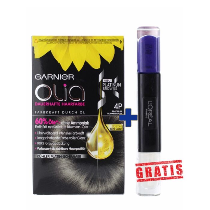 Garnier Vopsea Olia 4P Platinum Browns+L'oreal Lac Nr134 GRATIS