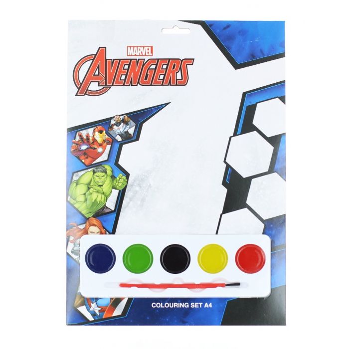 Marvel Set De Colorat Cu Acuarele 4 Foi De Colorat 5 Acuarele