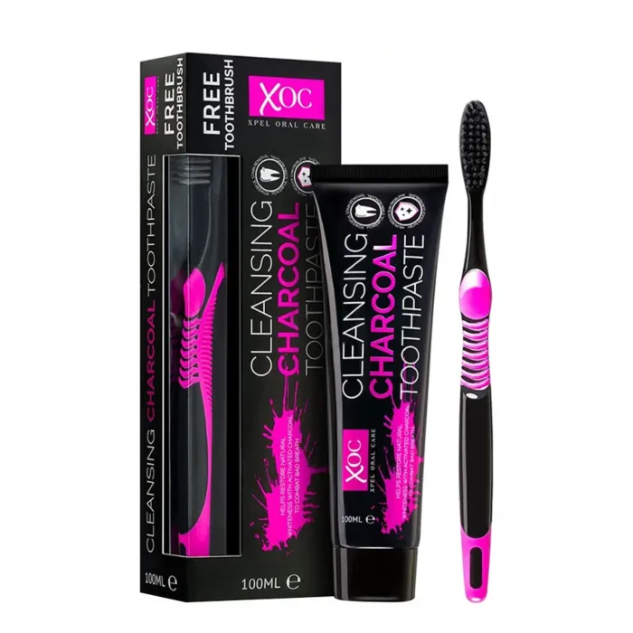 Xoc Pasta de dinti 100 ml +Periuta de dinti Cleansing Charcoal