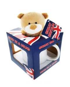 Cana Union Jack cu ursulet in cutie cadou 1 buc