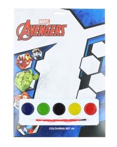 Marvel Set de colorat cu acuarele 4 foi de colorat+5 acuarele+pensula Avengers