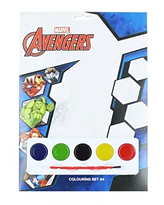 Marvel Set de colorat cu acuarele 4 foi de colorat+5 acuarele+pensula Avengers