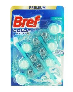 Bref Odorizant WC cu bile 3x50g Premium Color Aktiv Ocean Turquoise Water