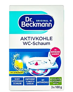 Dr. Beckmann Spuma de toaleta cu carbon activ 3x100 g Aktivkohle Wc-Schaum
