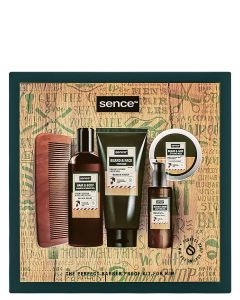 Sence Collection set pentru barba & par:Sampon&Gel de dus+Balsam fata+Ceara+Ulei+Pieptan150+75+75+60