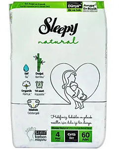 Sleepy Natural scutece nr.4 7-14 kg Maxi 60 buc