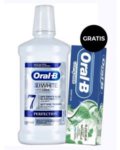 PROMO Oral-B Apa de gura 500 ml 3D White Luxe +Oral-B Pasta de dinti 75 ml Complete Natural GRATIS