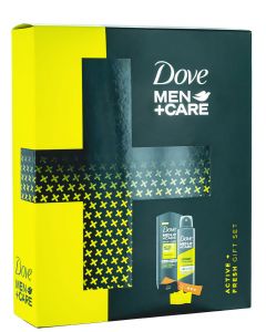 Dove caseta barbati:Gel de dus+Spray deodorant 250 ml+150 ml+Benzi elastice fitness 3 buc