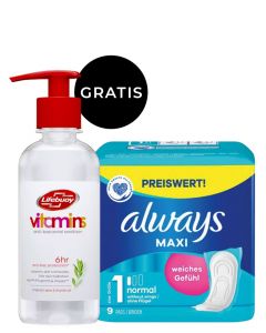PROMO Always Absorbante 9 buc Maxi Normal+Lifebuoy Gel antibacterian cu pompa 250 ml GRATIS